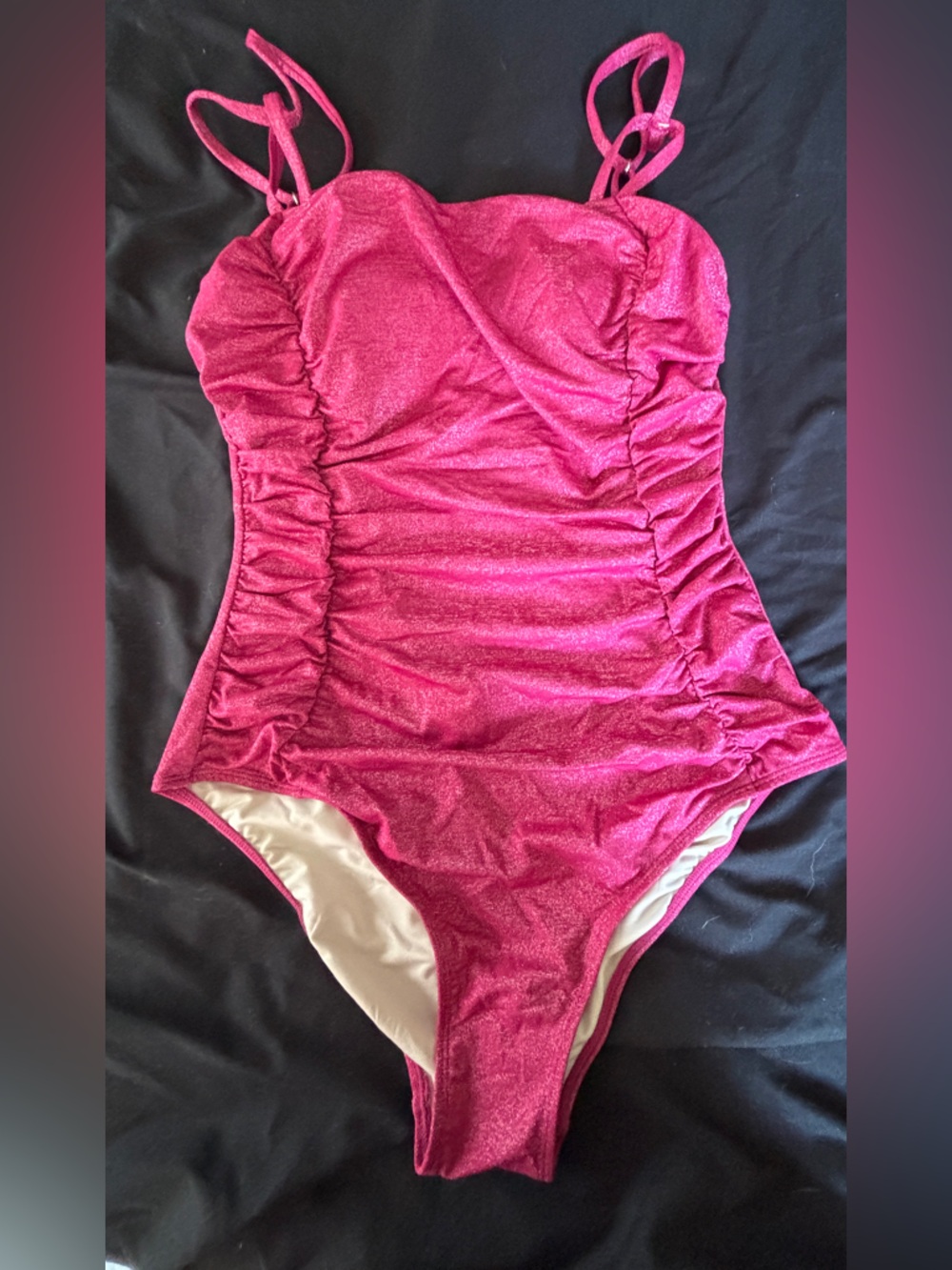 CupShe Pink Ruched One-Piece Swimsuit Women’s Sz Medium NEW w Tags - Picture 2 of 10
